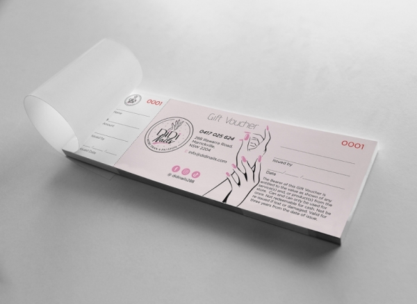 DiDi Nails | Beauty salon custom gift voucher design by PinPrint