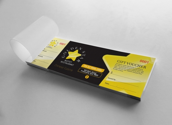 Gold Star Buffet Restaurant, Proserpine, QLD_creative gift voucher- design_by PinPrint